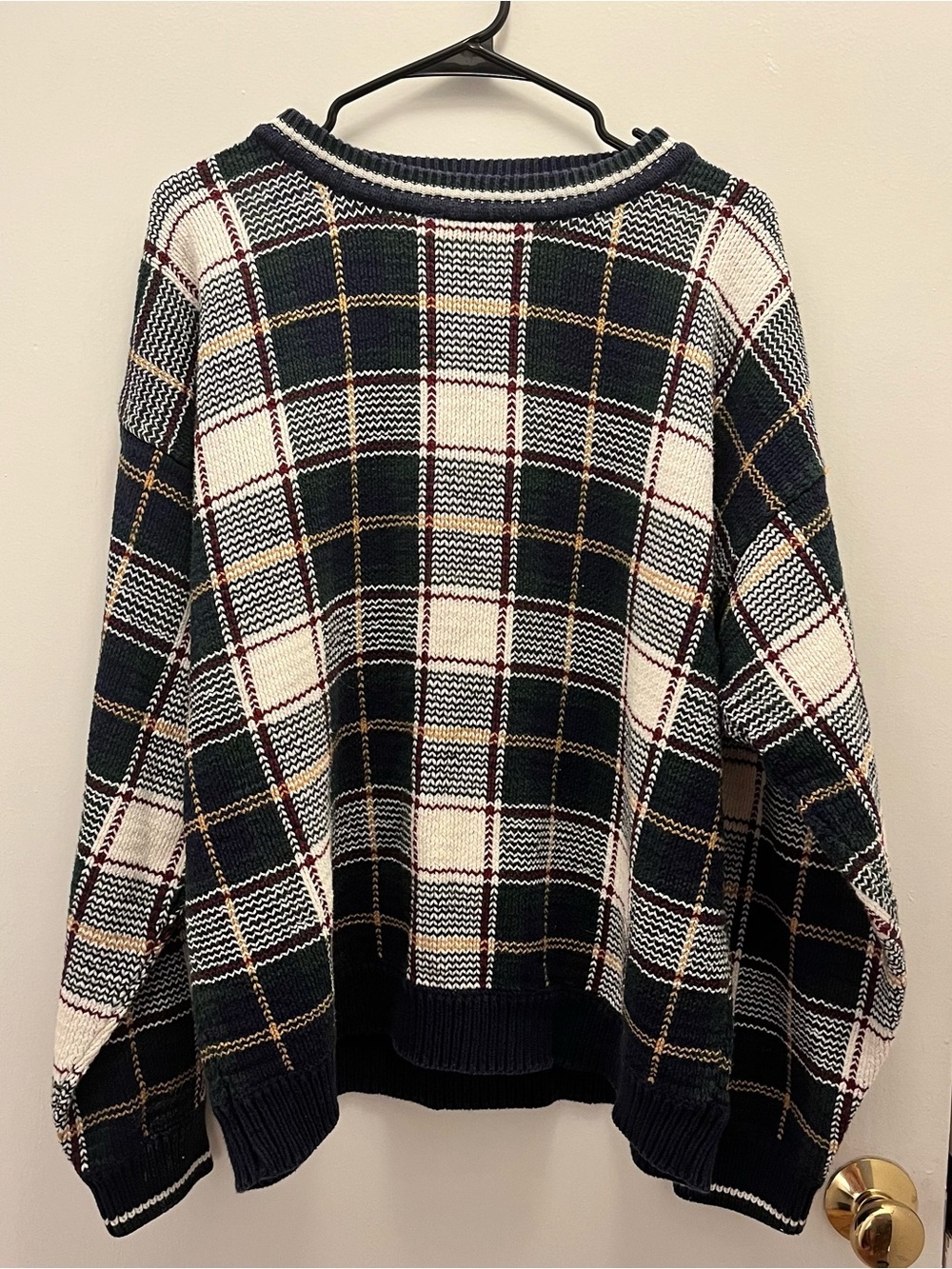Vintage Hunt Club Plaid Knit Sweater Top 100% Cotton